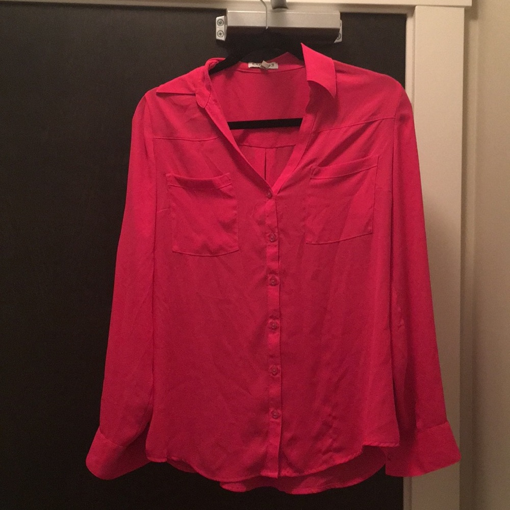 Pink button up blouse